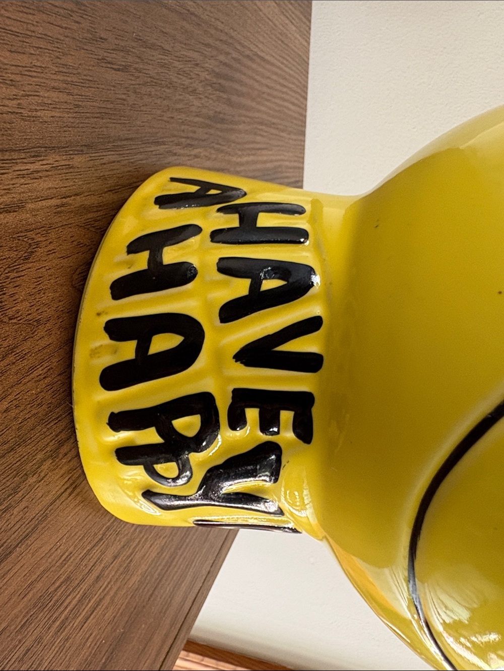 Vintage McCoy yellow Smiley Face Ceramic Jar “Have a Happy Day” - Picture 3 of 8